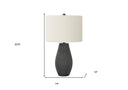 Round Table Lamp With Ivory Drum Shade - Black - HomeRoots - Table Lamps - Elite Enclave Home