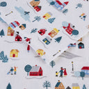 Cozy Flannel - 4 Piece Queen Printed Sheet Set - White Village Print
