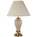 Ceramic Urn Table Lamp With Off-White Empire Shade - Ivory And Gold