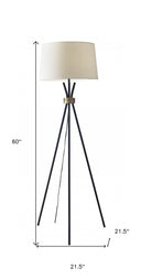 Tripod Floor Lamp With White Empire Shade - Black - HomeRoots - Floor Lamps - Elite Enclave Home
