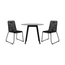 3 Piece Stone Dining Set With Two Chairs - Gray And Black