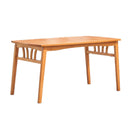 59" x 32" x 30" Solid Wood Outdoor Dining Table With Umbrella Hole - Natural