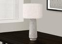 Cylinder Table Lamp With Ivory Drum Shade - Gray And Silver - HomeRoots - Table Lamps - Elite Enclave Home