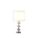 Crystal Geometric Table Lamp With White Classic Drum Shade - Silver