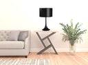 Minimalist Metal Table Lamp With Black Classic Drum Shade - Black