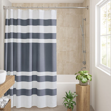Spa Waffle - 72" x 78" Shower Curtain With 3M Treatment - Dark Blue
