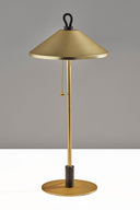 Metal Two Light Candlestick LED Table Lamp With Brass Cone Shade - Black And Gold - HomeRoots - Table Lamps - Elite Enclave Home