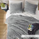 Avril - Full/Queen Fluffy Ribbed Plush Comforter Set - Gray - Intelligent Design - Comforters & Sets - Elite Enclave Home