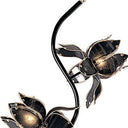 Four Light Floral Floor Lamp With Black And Gold Glass Shades - Black - HomeRoots - Floor Lamps - Elite Enclave Home