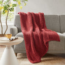 Chunky Double Knit - Handmade Throw - Red - Madison Park - Throws - Elite Enclave Home