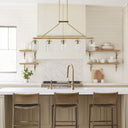 Curiana - 5 - Light Linear Chandelier With Textured Glass Shades - Antique Brass - INK+IVY - Chandeliers - Elite Enclave Home
