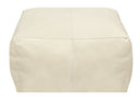 Leather Pouf Ottoman - Ivory