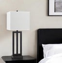 Metal USB Table Lamp With White Shade - Black - HomeRoots - Table Lamps - Elite Enclave Home