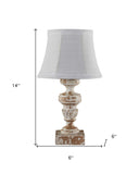 Table Lamp With White Bell Shade - White