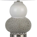 24" Metal Two Light Desk Table Lamps With White Globe Shade (Set of 2) - Silver