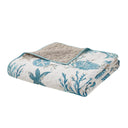 Pebble Beach - 6 Piece Cotton Sateen Quilt Set With Throw Pillows - Aqua