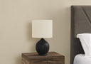 Ceramic Round Table Lamp With Ivory Drum Shade - Black - HomeRoots - Table Lamps - Elite Enclave Home