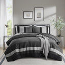 Boulder Stripe - King/California King Pieced Comforter Set - Black - Super Listing - Comforters & Sets - Elite Enclave Home