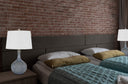 Ceramic Round Table Lamp With Empire Shade - Stone White