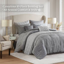 Royce - 10 Piece Queen Luxury Comforter Set - Gray