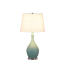 Hammered Urn Table Lamp With White Tapered Drum Shade - Aqua