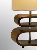 Retro Ovals Wood Bedside Lamp With Natural Shade - Brown