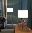 Adjustable Tripod Floor Lamp With White Shade - Chrome - HomeRoots - Floor Lamps - Elite Enclave Home