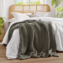 Chunky Double Knit Handmade Throw - Charcoal - Madison Park - Throws - Elite Enclave Home