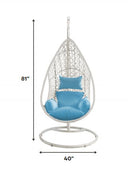 Steel Stand Finished Metal Outdoor Swing Chair With Blue Cushion - Blue