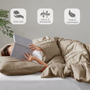 Porter - Full Soft Washed Pleated Duvet Cover Set - Khaki - Comfort Spaces - Duvet Covers & Shams - Elite Enclave Home