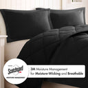 Larkspur - King 3M Scotchgard Diamond Quilting Reversible Down Alternative Comforter Set - Black