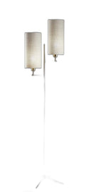 Two Light Novelty Floor Lamp With White Drum Shade - Brass - HomeRoots - Floor Lamps - Elite Enclave Home