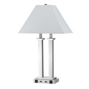 Metal Two Light Desk USB Table Lamp With White Novelty Shade - Nickel
