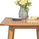 59" Solid Wood Outdoor Dining Table With Umbrella Hole - Natural