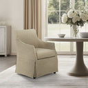 London - Upholstered Skirted Dining Arm Chair With Hidden Casters - Beige - Martha Stewart - Arm Chairs - Elite Enclave Home