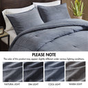 Mckenzie - 3 Piece Full/Queen Twill Washed Comforter Set - Blue