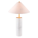 Metal Bedside Table Lamp With Beige Empire Shade - White