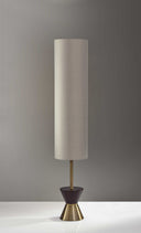 Brass And Wood Textured Cylinder Floor Lamp - Beige - HomeRoots - Floor Lamps - Elite Enclave Home