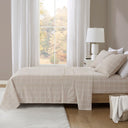 Cozy Cotton Flannel - Twin Printed Sheet Set - Beige Windowpane