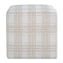 Joie - Porcelain Plaid Ottoman - White