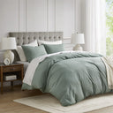 Mina - King/California King Waffle Weave Textured Duvet Cover Set - Sage Green - Comfort Spaces - Duvet Covers & Shams - Elite Enclave Home