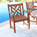 Patio Arm Chair With Diagonal Design - Brown