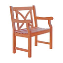 Patio Arm Chair With Cross Back Design - Brown