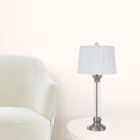 Metal Table Lamp With White Empire Shade - Nickel