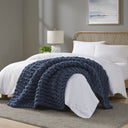 Chenille Chunky Knit - Throw - Navy Blue - Madison Park - Throws - Elite Enclave Home