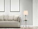 Metal Table Lamp With Empire Shade - Clear White