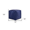 Chenille, Cube Pouf Ottoman - Blue