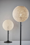 Metal Candlestick Table Lamp With Off - White Globe Shade - Antiqued Bronze - HomeRoots - Table Lamps - Elite Enclave Home