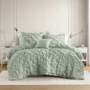 Bailey - Twin/Twin Long Diamond Pucker Comforter Set - Green