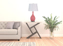 Hammered Urn Table Lamp With White Tapered Drum Shade - Pink